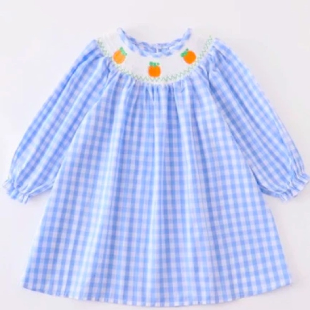 Girl fall/pumpkin smocked dress